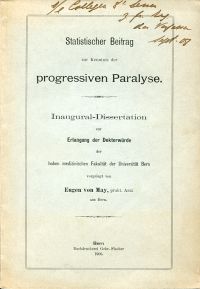 May, Statistischer Beitrag zur Kenntnis der progressiven Paralyse. (Umschlag)