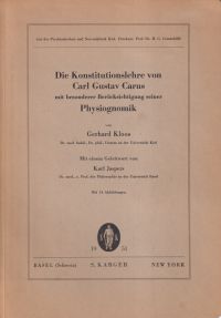 Kloos, Die Konstitutionslehre von Carl Gustav Carus mit besonderer Berücksichtig (Umschlag)