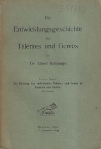 Reibmayr, Die Entwicklungsgeschichte des Talentes und Genies. (Umschlag)