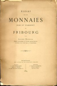 Henseler, Essai sur les monnaies d'or et d'argent de Fribourg. (Umschlag)