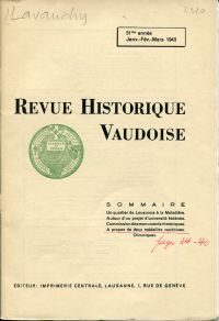 Lavanchy, A propos de deux médailles vaudoises. (Umschlag)