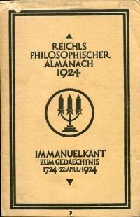 Feldkeller, Immanuel Kant zum Gedächtnis 22. April 1924. (Umschlag)