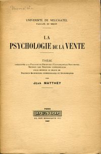 Matthey, La psychologie de la vente. (Umschlag)
