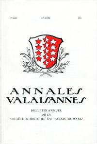 Annales Valaisannes, Bulletin annuel de la Société d'histoire du Valais Romand, (Umschlag)