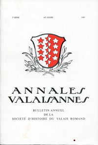 Annales Valaisannes, Bulletin annuel de la Société d'histoire du Valais Romand, (Umschlag)