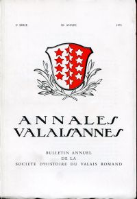 Annales Valaisannes, Bulletin annuel de la Société d'histoire du Valais Romand, (Umschlag)