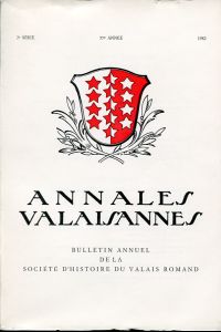 Annales Valaisannes, Bulletin annuel de la Société d'histoire du Valais Romand, (Umschlag)
