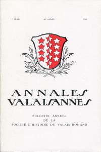 Annales Valaisannes, Bulletin annuel de la Société d'histoire du Valais Romand, (Umschlag)