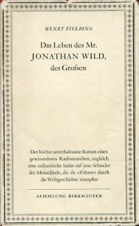 Fielding, Das  Leben des Mr. Jonathan Wild, des Grossen. (Umschlag)