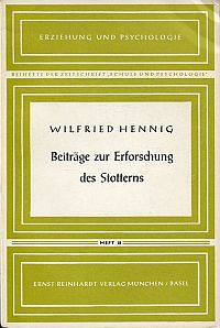 Hennig, Beiträge zur Erforschung des Stotterns und zum A (Umschlag)
