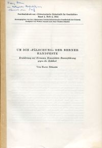 Strahm, Um die "Fälschung" der Berner Handfeste. (Umschlag)