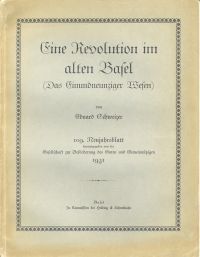 Schweizer, Eine Revolution im alten Basel. (Umschlag)