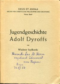 Szylkarski, Jugendgeschichte Adolf Dyroffs. (Umschlag)