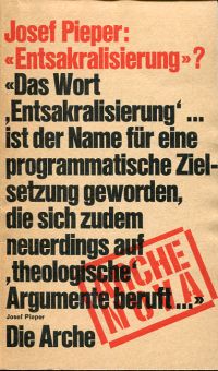 Pieper, Entsakralisierung? (Umschlag)