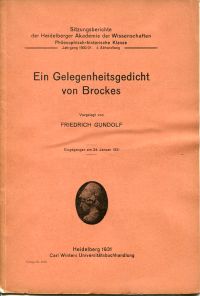 Gundolf, Ein Gelegenheitsgedicht von Brockes. (Umschlag)