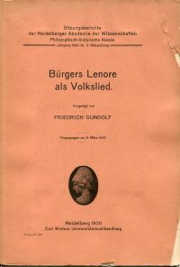 Gundolf, Bürgers Leonore als Volkslied. (Umschlag)