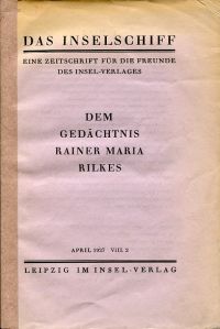 Dem Gedächtnis Rainer Maria Rilkes. (Umschlag)