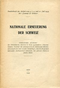 Aubert, Nationale Erneuerung der Schweiz. (Umschlag)