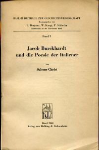 Christ, Jacob Burckhardt und die Poesie der Italiener. (Umschlag)