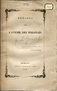 [Gurowski, Pensées sur l'avenir des polonais. (Umschlag)