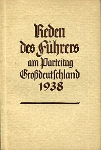 Hitler, Reden des Führers am Parteitag Großdeutschland 1938. (Umschlag)