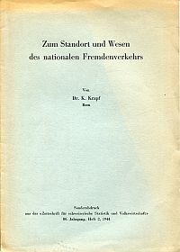 Krapf, Zum Standort und Wesen des nationalen Fremdenverkehrs. (Umschlag)