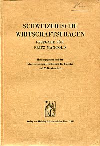 Schweizerische Wirtschaftsfragen. (Umschlag)