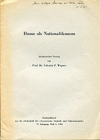 Wagner, Hume als Nationalökonom. (Umschlag)