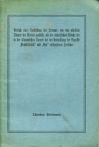 Steinmetz, Versuch einer Darstellung des Irrtums, den eine objektive Theorie des (Umschlag)