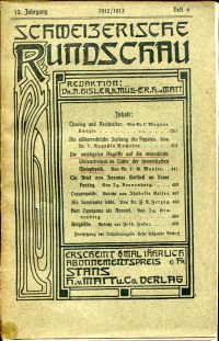 Schweizerische Rundschau, 13. Jahrgang 1912/1913, Heft 6. (Umschlag)