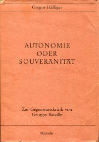 Häfliger, Autonomie oder Souveränität. (Umschlag)