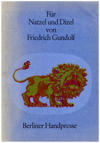 Gundolf, Für Natzel und Dizel. (Umschlag)