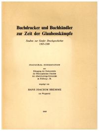 Bremme, Buchdrucker und Buchhändler zur Zeit der Glaubenskämpfe. (Umschlag)