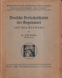 Karsen, Deutsche Versuchsschulen der Gegenwart und ihre Probleme. (Umschlag)
