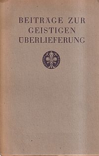 Beiträge zur geistigen Überlieferung. (Umschlag)