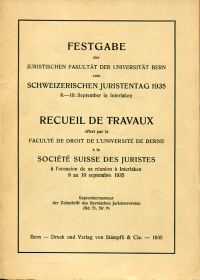 Festgabe der Juristischen Fakultät der Universität Bern (Umschlag)