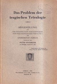 Wiesmann, Das Problem der tragischen Tetralogie. (Umschlag)