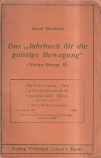 Bertram, Das "Jahrbuch für geistige Bewegung" (Stefan George II). (Umschlag)